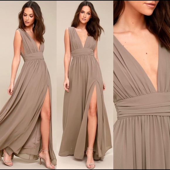 heavenly hues taupe maxi dress